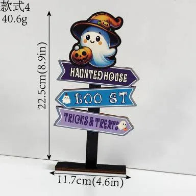 Wooden Halloween Decorations Ghost Festival Props Pumpkin Sprite Letter Wooden Ornaments Ghost Wooden Display Stand