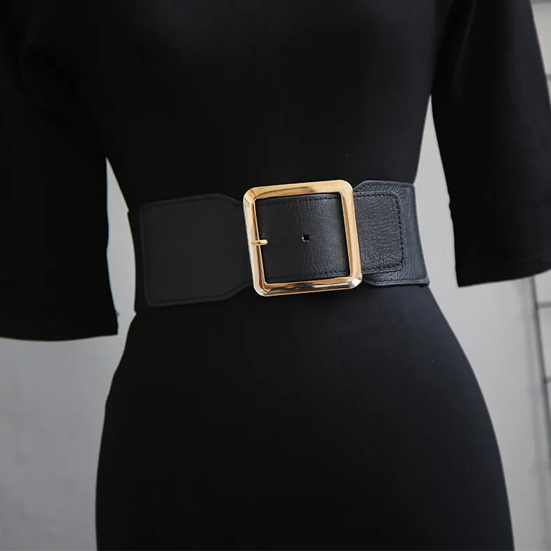 fashion solid color pu leather metal button women's leather belts 1 piece