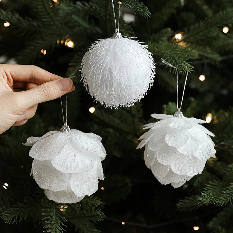 White Petal Foam Christmas Ball Decorations Christmas Tree Ornaments Festive Atmosphere Accessories Business Style European New Version