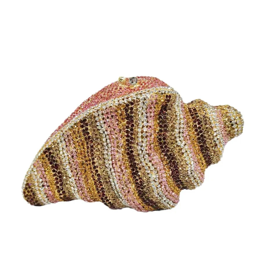 Metal Conch Rhinestone Evening Bags