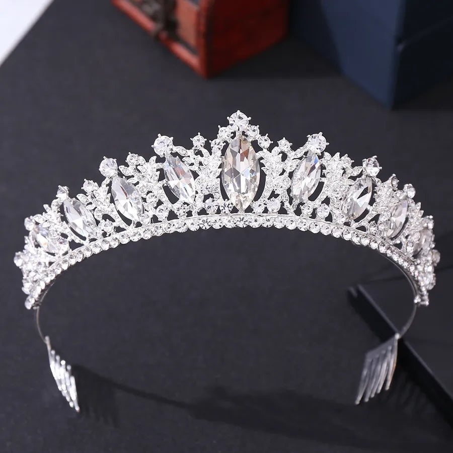 fashion water droplets crown alloy rhinestone inlay artificial crystal crown 1 piece