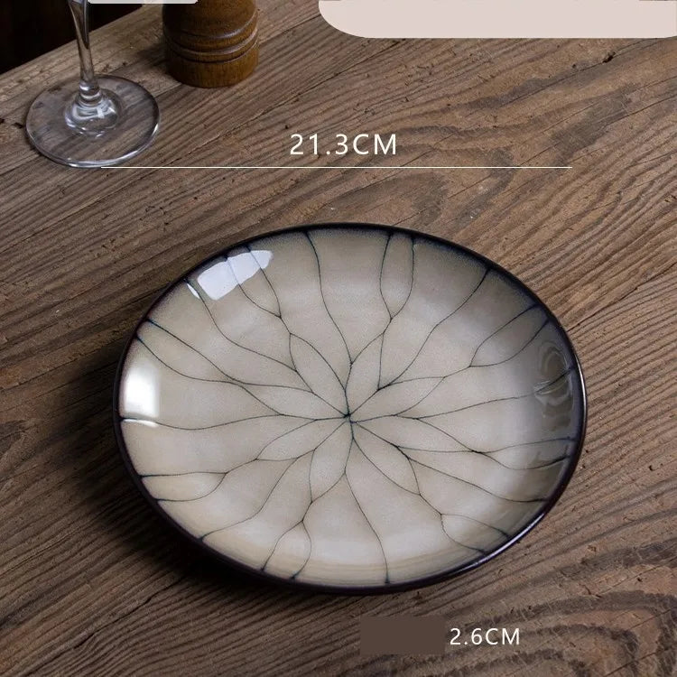 Retro Solid Color Flower ceramics Tableware 1 Piece