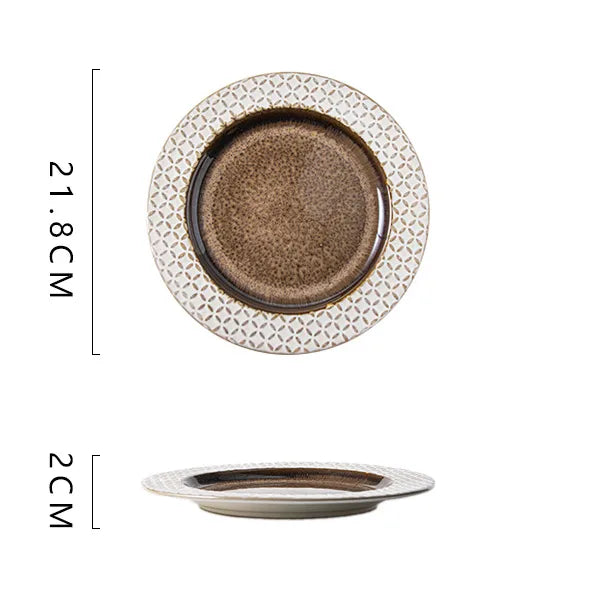 Retro Pattern ceramics plate Bowl 1 Piece