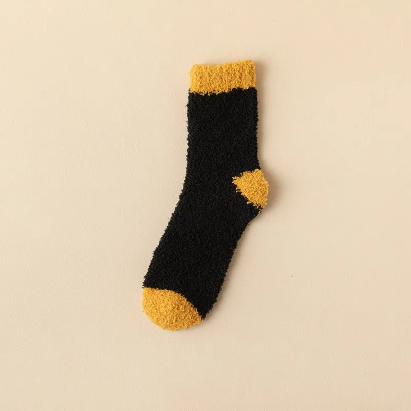 wool-free coral velvet socks men's mid-tube socks autumn and winter men's home warm floor plush socks