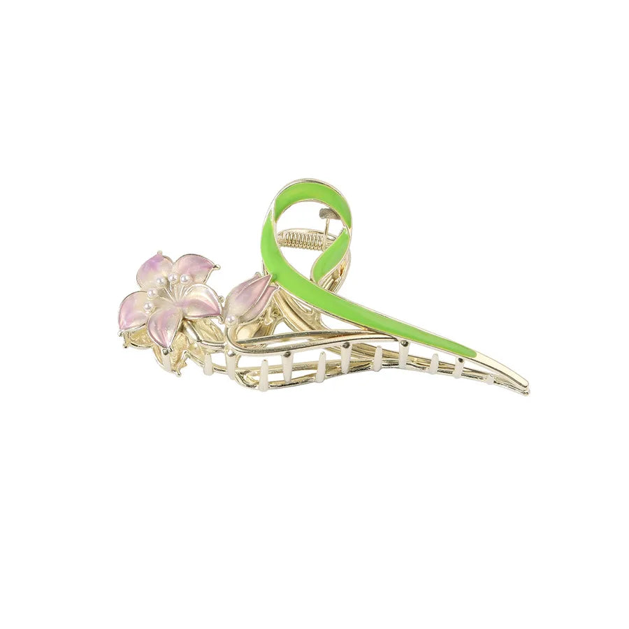 simple style New style sunflower tulip grain imitation pearl alloy inlay rhinestones hair claws