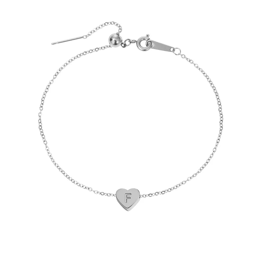 Wholesale Jewelry Beach Simple Style Commute Letter Heart Shape 304 Stainless Steel 14K Gold Plated Anklet