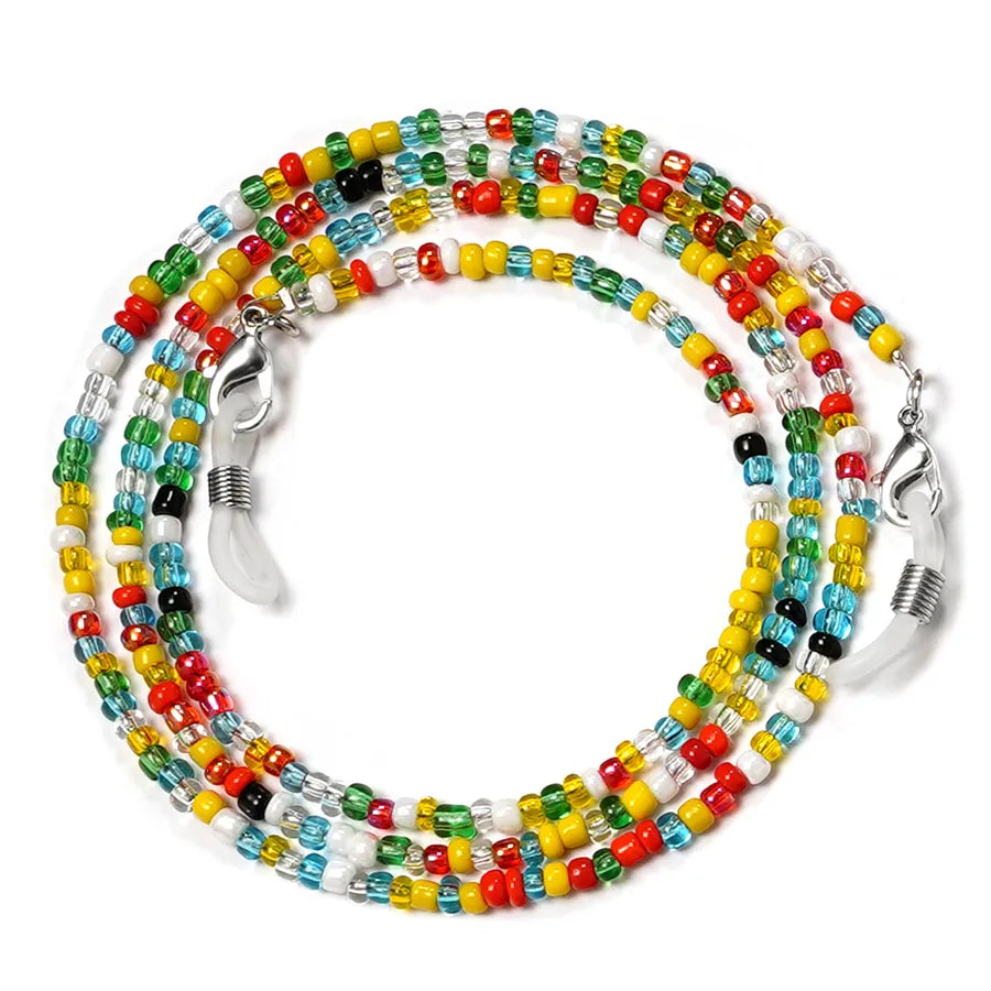 Amazon European and American wind mask chain color beaded chain Women's personality simple glasses chain star face mask rope