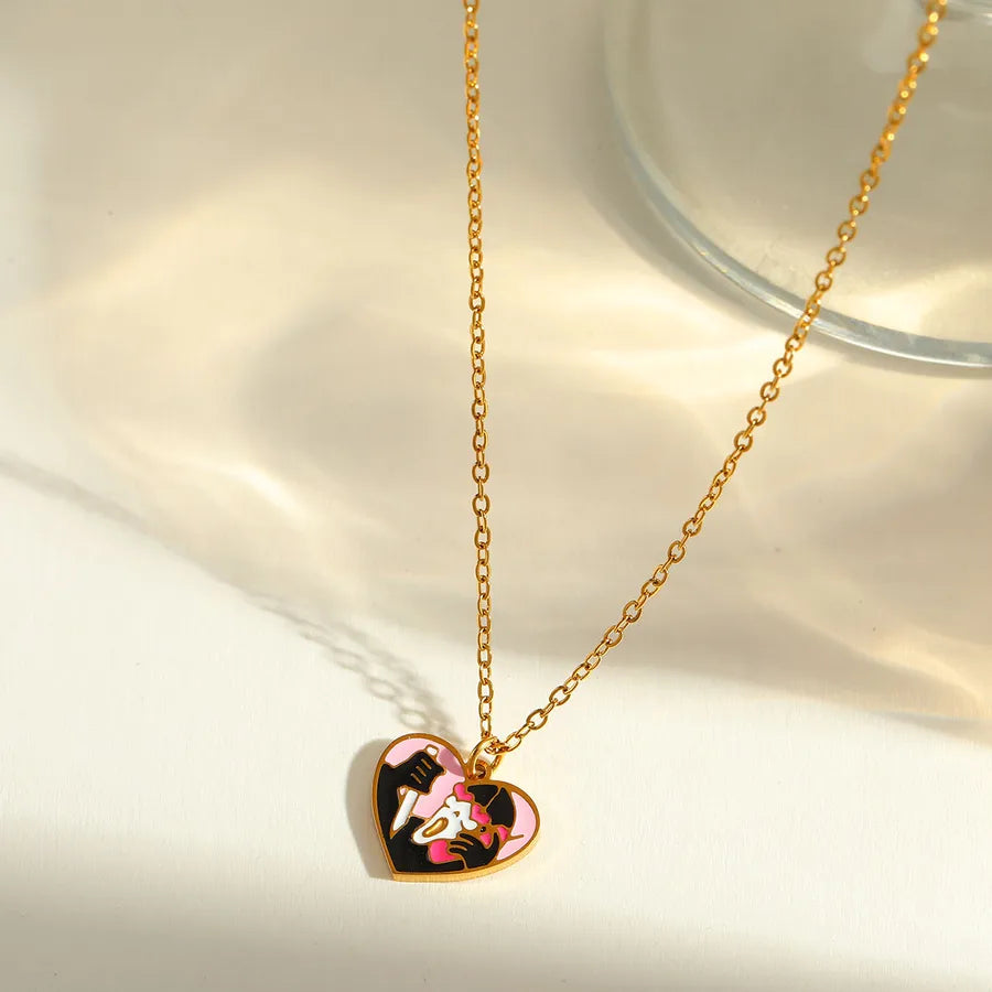 Gold Plated Stainless Steel Halloween Series Drop Oil Pumpkin Face Pendant Necklace Funny Skeleton Head Spider Design Jewelry
