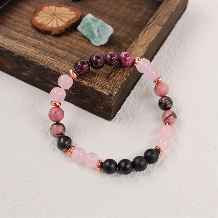 Multicolor Natural Stone Handmade Beaded Artistic Retro Crystal Healing Adjustable Women's Inspirational Holiday Gift Bracelet