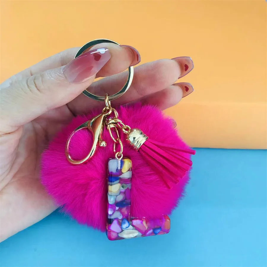 Simple Style Commute Letter Hairball Resin Unisex Bag Pendant Keychain