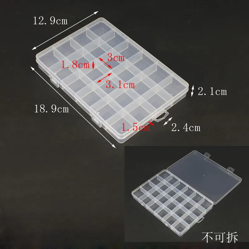 jewelry box plastic detachable 36 small lattice jewelry necklace ring earrings storage box
