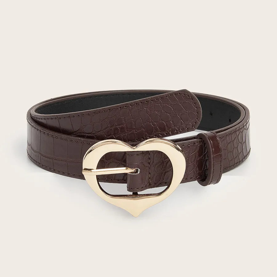 Simple Style Heart Shape Pu Leather Alloy Plating Women's Leather Belts
