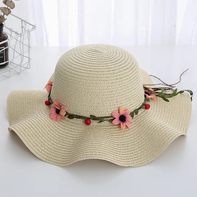 Women's Korean Style Flower Flowers Side Of Fungus Straw Hat