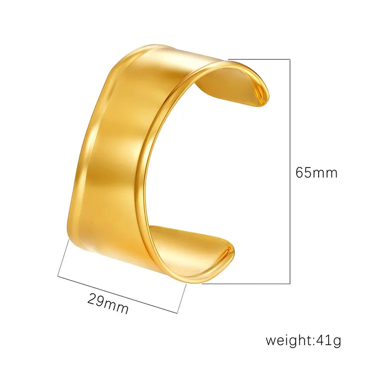 Retro Classic Style C Shape Geometric Flower 304 Stainless Steel Cuff Bracelets Wide Bracelet Bangle In Bulk