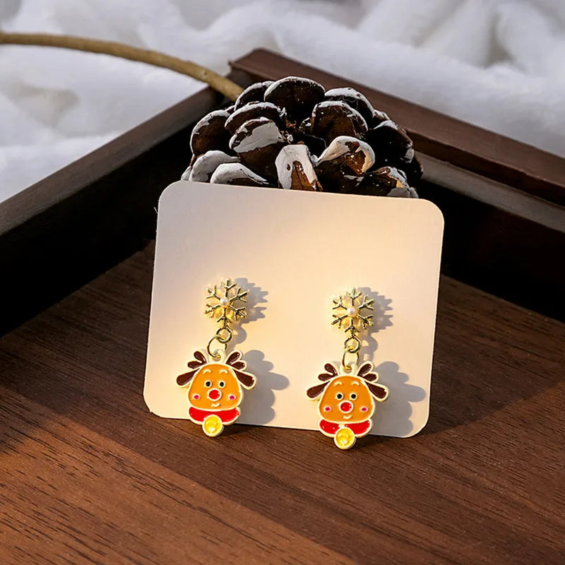 1 Pair Christmas Cute Penguin Santa Claus Christmas Socks Plating Alloy Drop Earrings