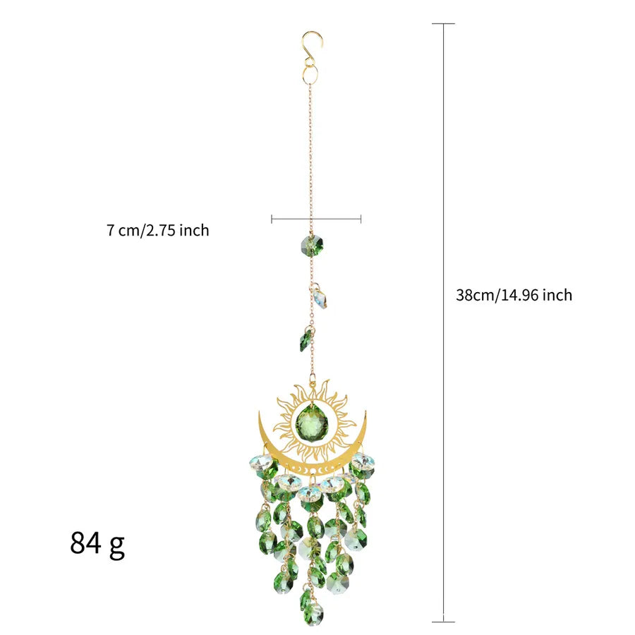 Simple Style Geometric Sun Moon Crystal Suncatcher Wind Chime Wall Art