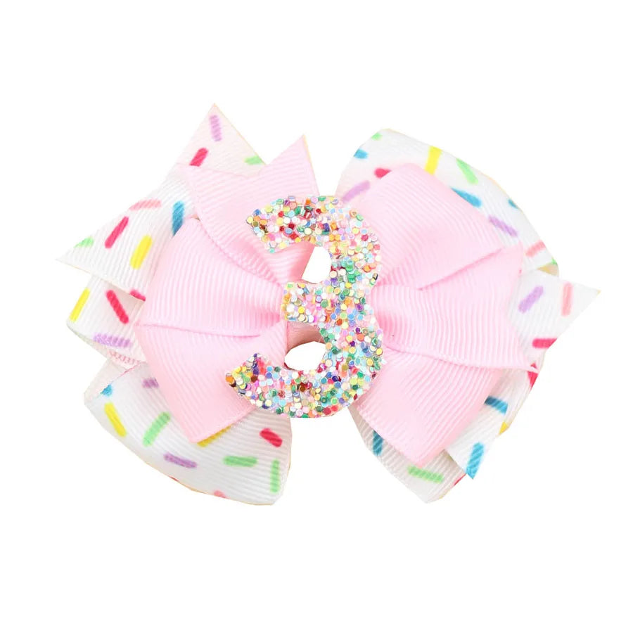 Explosions Birthday Hairband Digital Glitter Hairpin Baby Ice Cream Hair Accessories Pink Headwear
