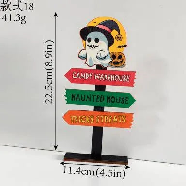 Wooden Halloween Decorations Ghost Festival Props Pumpkin Sprite Letter Wooden Ornaments Ghost Wooden Display Stand