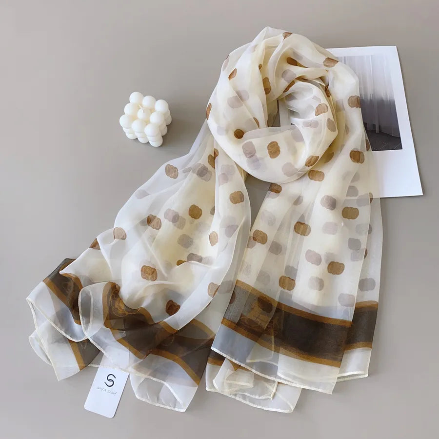 Women's Elegant Printing Polyester Chiffon Silk Scarf
