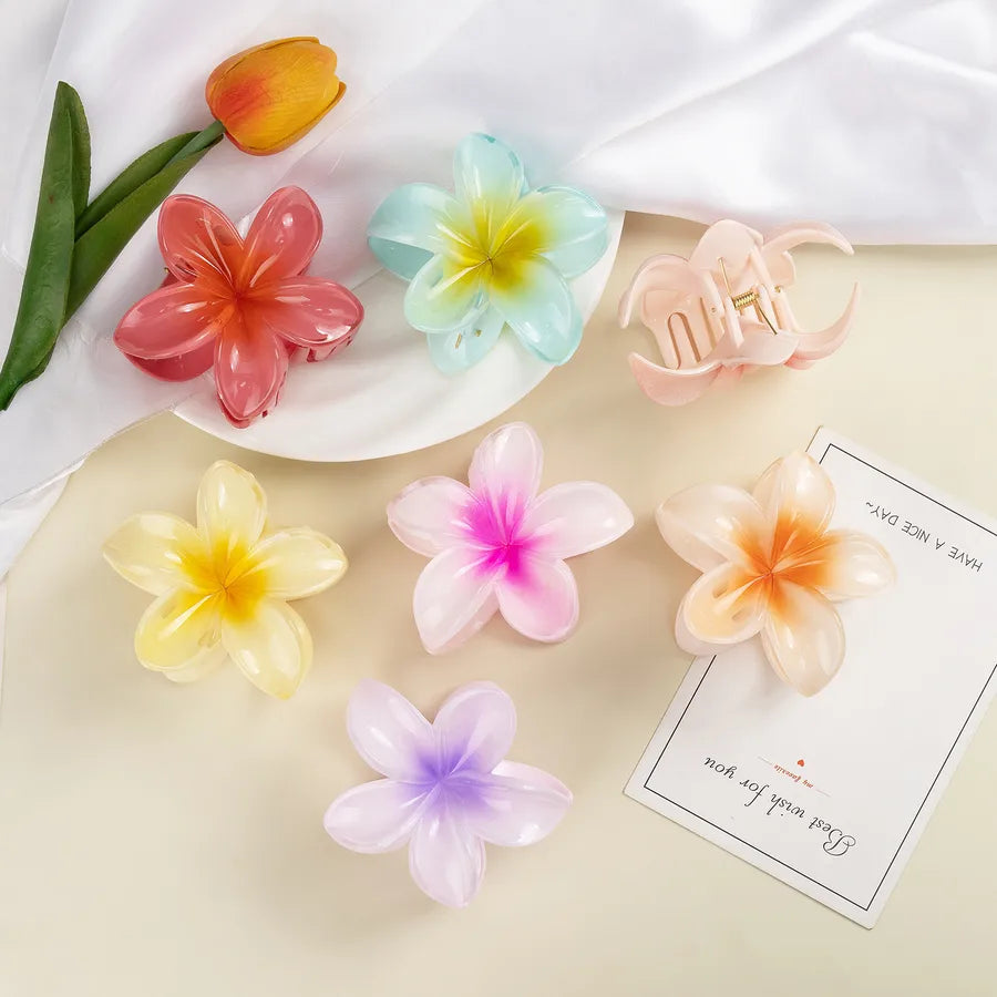 Cute Women's Plumeria Plastic Resin Stoving Varnish Hair Claws