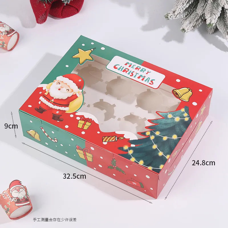 Creative Window Opening Transparent Christmas Baking Pastry Cupcake Packaging Box For Cakes Pastries And Gifts