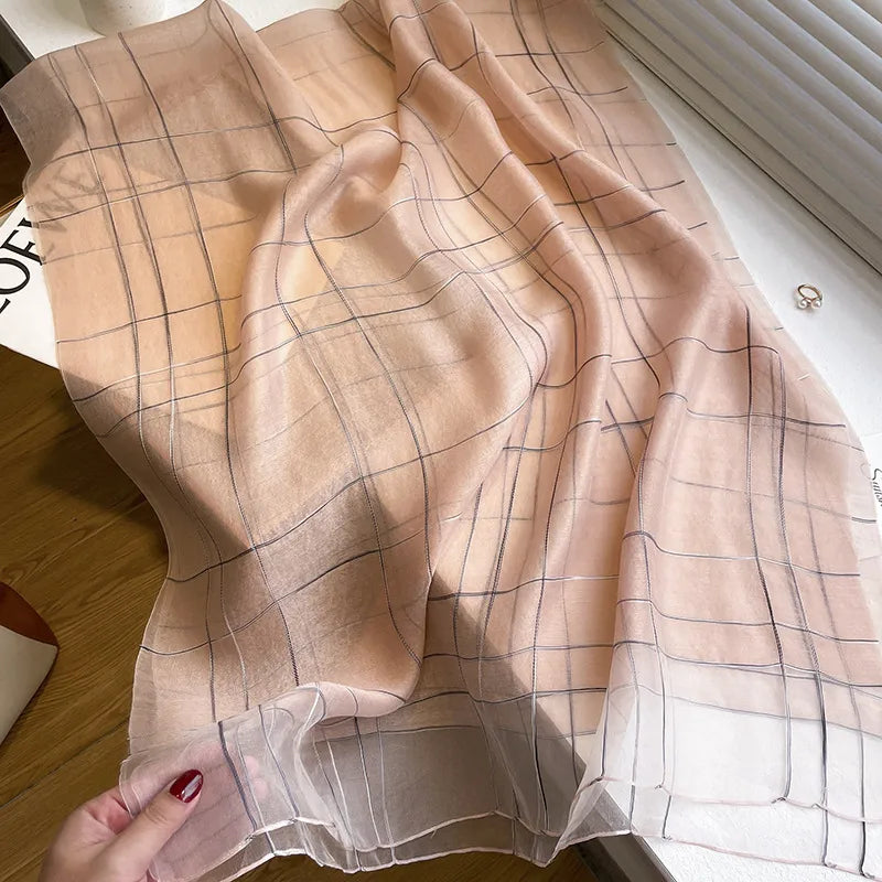 women's elegant stripe  silk fleece silk scarves