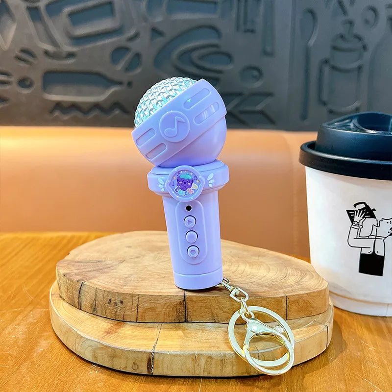 Creative Multi-Functional Recording Microphone Keychain Cute Bag Accessory Fun Student Toy Pendant Gift ABS Material Lovely Style