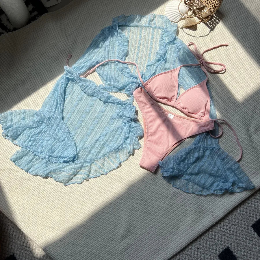 Women's Sexy Solid Color 4 Pieces Set Bikinis Swimwear