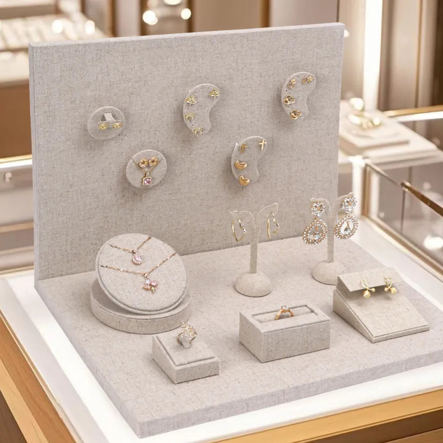 1 Piece linen Elegant Retro Geometric Solid Color Jewelry Display Jewelry Rack