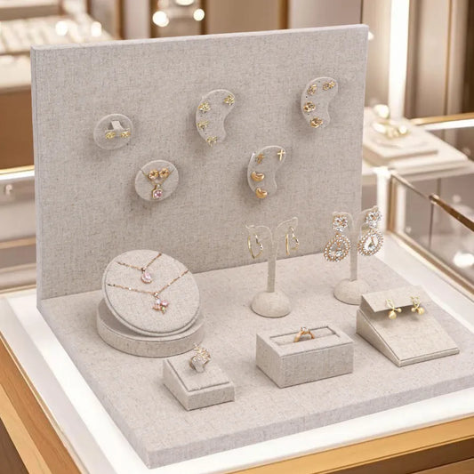 1 Piece linen Elegant Retro Geometric Solid Color Jewelry Display Jewelry Rack