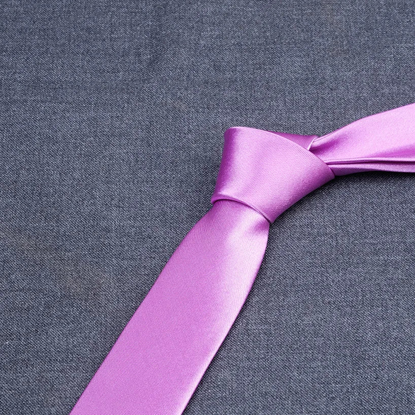 formal solid color polyester satin unisex tie