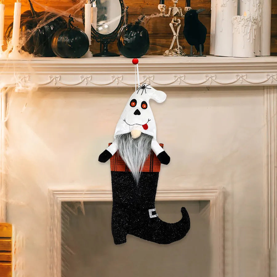 Large Size Halloween Decorations Black Cat Pumpkin Ghost Style High Heel Boot Socks Home Decoration Hanging Ornaments Polyester