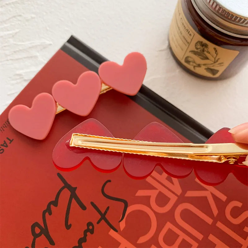 IG Style Sweet Women's Heart Shape Acetic acid sheets Metal Hair Clip