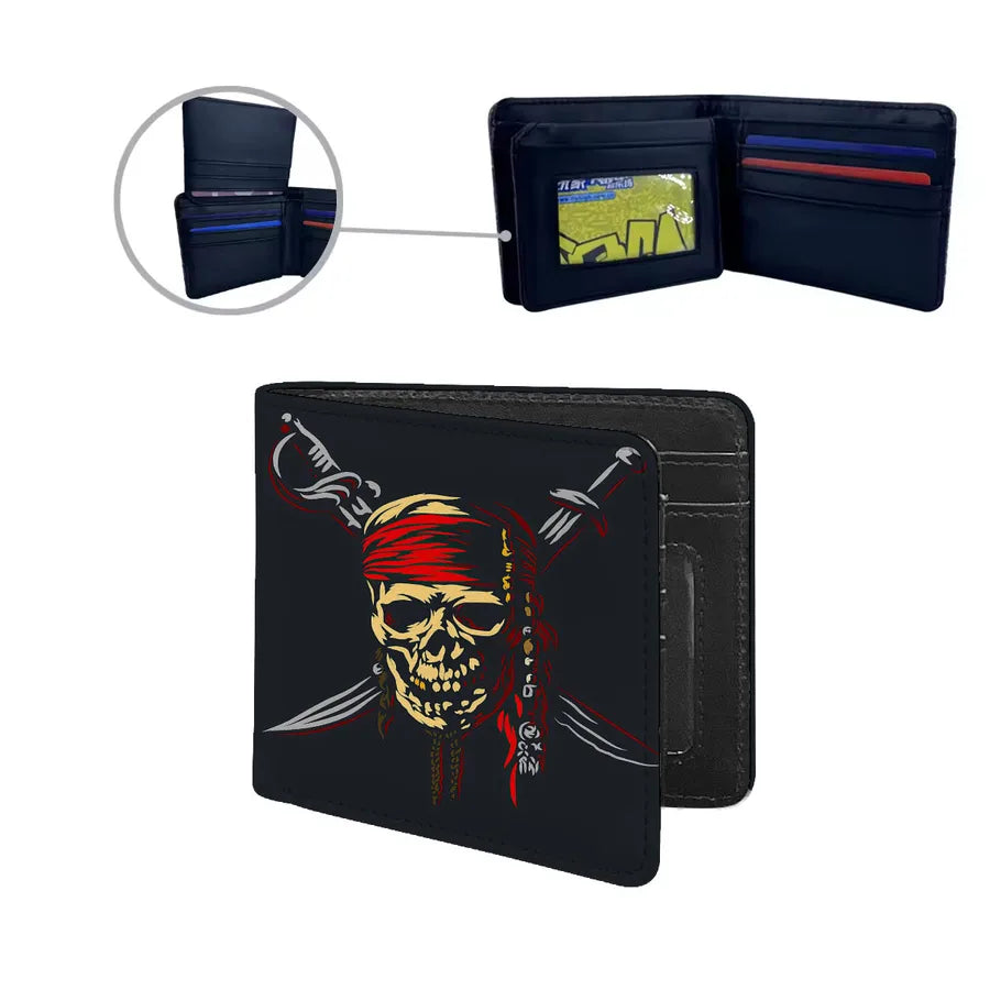 Men's Skull Pu Leather Polyester Flip Cover Small Wallets