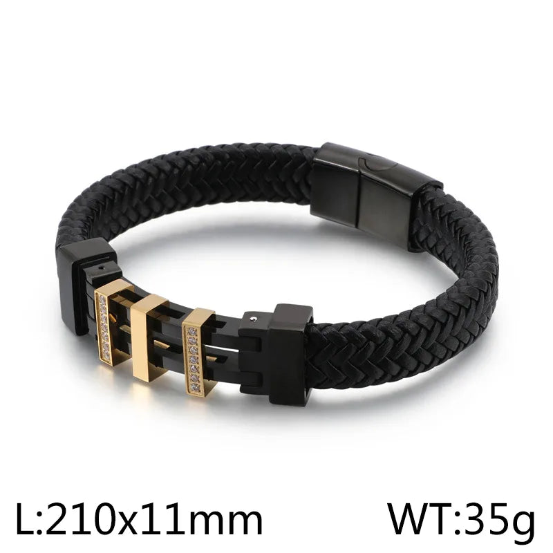 Vintage Style Streetwear Geometric Titanium Steel 18K Gold Plated Men's Bangle