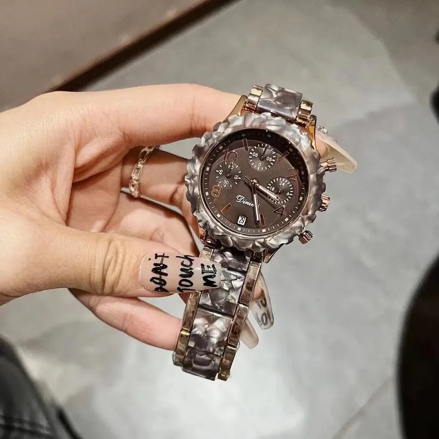 Simple Style Classic Style Leopard Butterfly Double Snap Quartz Women's Watches