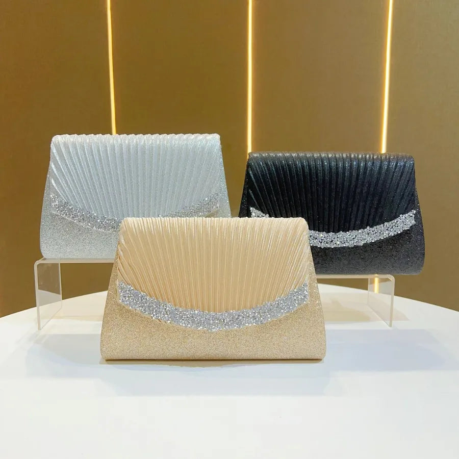 Princess Dinner Bag New Style Diamond Embellished Handbag Shoulder Crossbody Underarm Bag Polyester Square Shaped Sparkling