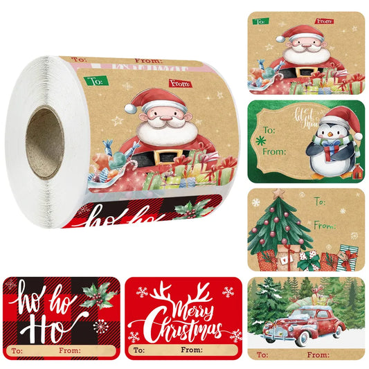 Christmas Cute Vacation Santa Claus Kraft paper adhesive sticker Christmas