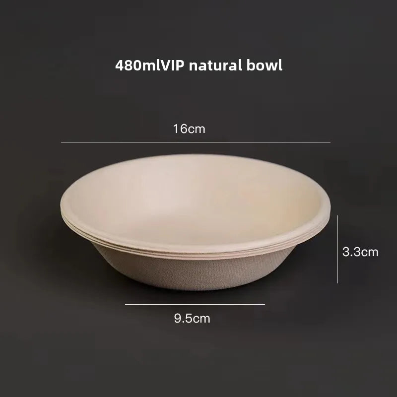 Disposable paper bowl tableware set paper bowl commercial household bowl degradable whole box disposable round bowl