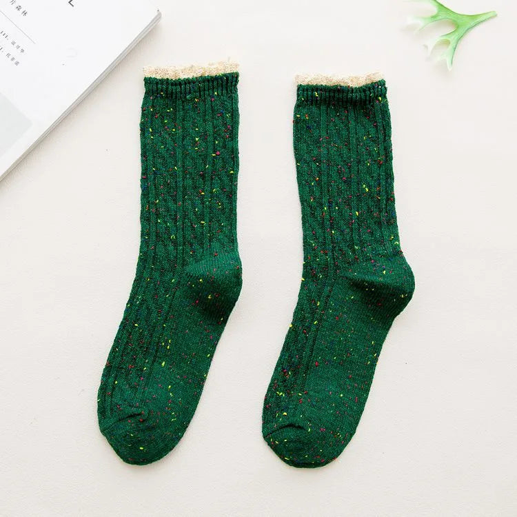 A Pair Japanese Style Women's Polka Dots Nylon Polyester Blending Crew Socks