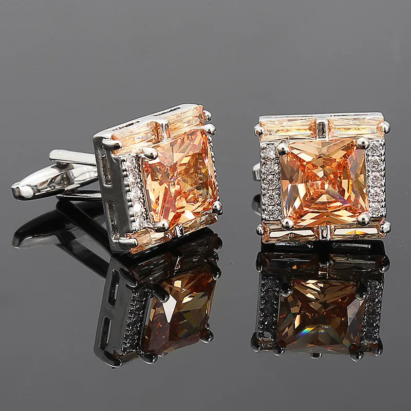 Simple Style Square Alloy Inlay Zircon Unisex Cufflinks 1 Pair