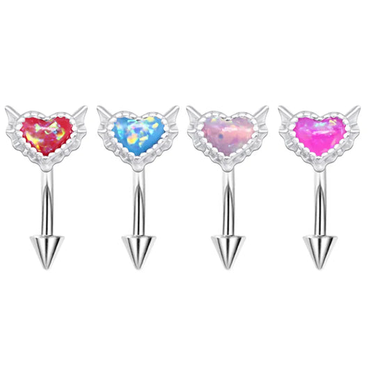 1 Piece Eyebrow Studs Sexy Sweet Heart Shape 316L Stainless Steel  Copper Plating Inlay Acrylic White Gold Plated