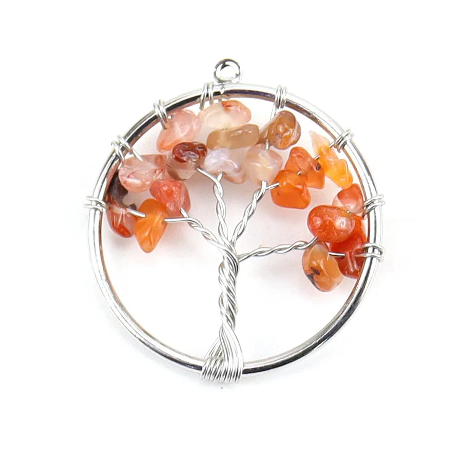 simple style lucky tree natural stone agate wholesale pendants