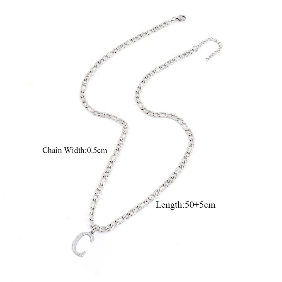 Wholesale Jewelry Retro Simple Style Letter 201 Stainless Steel 304 Stainless Steel Pendant Necklace figaro chain