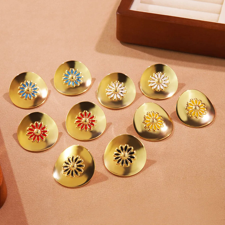 1 Pair Casual Elegant Princess Flower 304 Stainless Steel Imitation Gold  Ear Studs