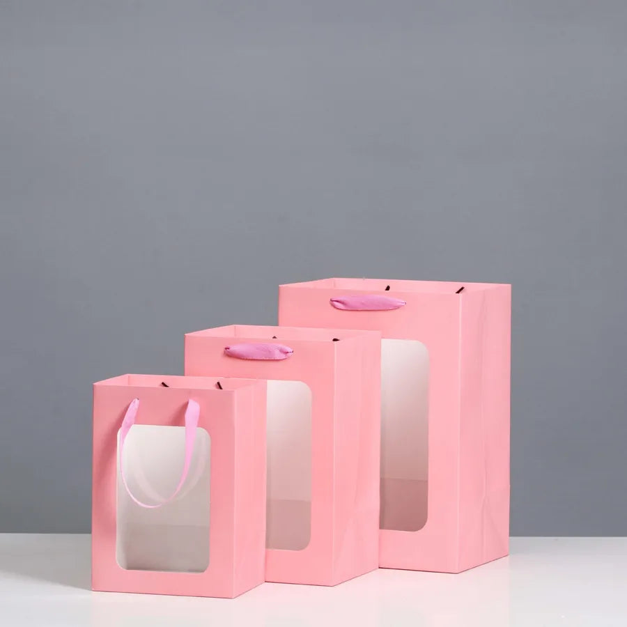 open window transparent gift bag teacher's day will sell paper bag flowers gift bag packaging hand gift window handbag