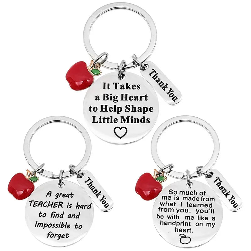 Fashion Letter Apple Metal Titanium Steel Teachers' Day Unisex Bag Pendant Memorial Keychains