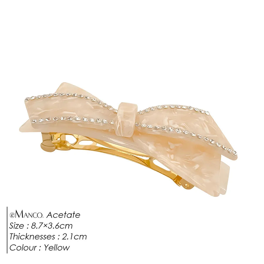 EManco French Light Luxury Retro Flowing Diamond-Studded Bow Hair Clip Socialite Temperament New Hairpin Elegant Hair Accessory
