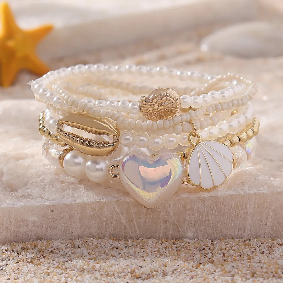 Wholesale Jewelry Hawaiian Korean Style Shell CCB Imitation Pearl Plastic Anklet