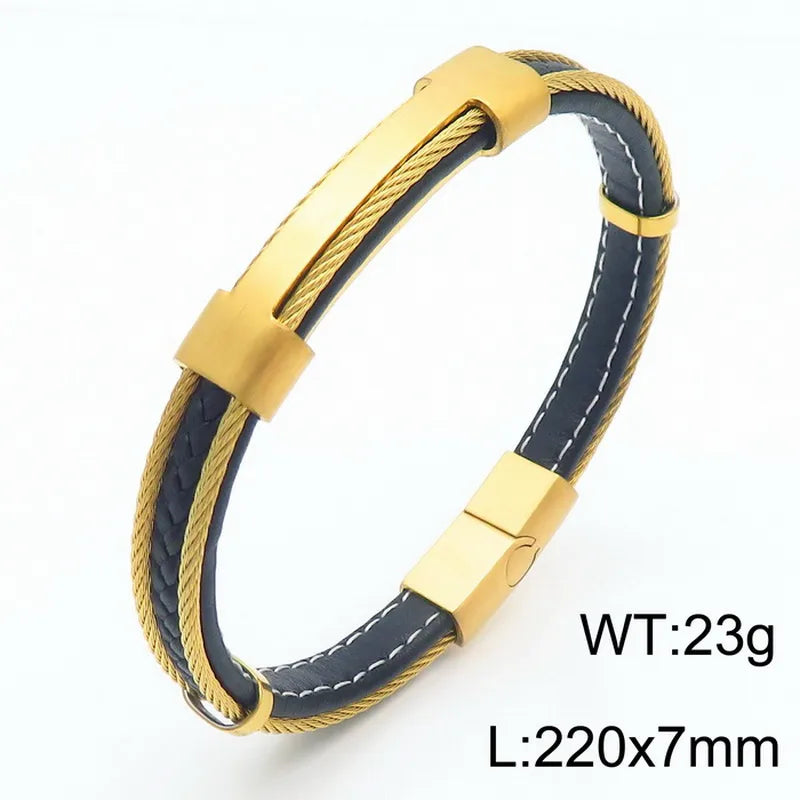 Simple Style Twist Titanium Steel Plating 18K Gold Plated Men's Bangle